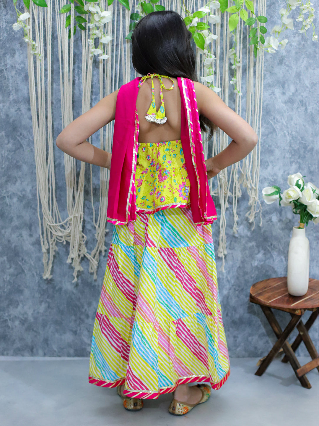 Lehenga Choli Set for Kids - Yellow | BS24LC73YWB | DesiQlo