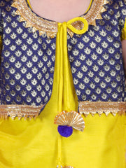 Silk Blend Ethnic Suit Set for Girls - Yellow | BS24SU46YWA