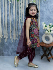 Cotton Blend Ethnic Suit Set for Girls - Purple | BS24SU47PRA