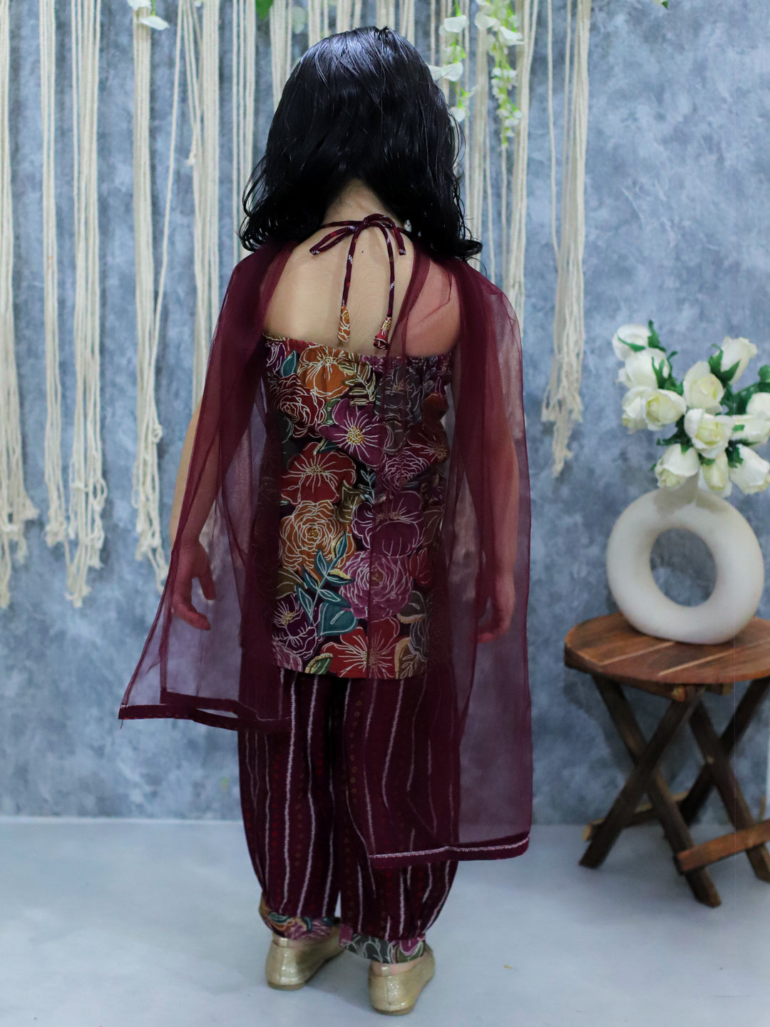 Cotton Blend Ethnic Suit Set for Girls - Purple | BS24SU47PRA | DesiQlo