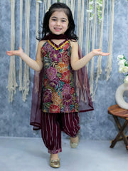 Cotton Blend Ethnic Suit Set for Girls - Purple | BS24SU47PRA