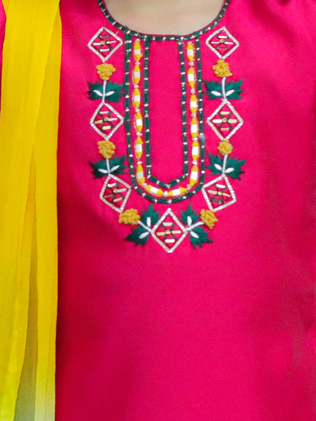 Silk Blend Ethnic Suit Set for Girls - Pink | BS24SU48PIA | DesiQlo