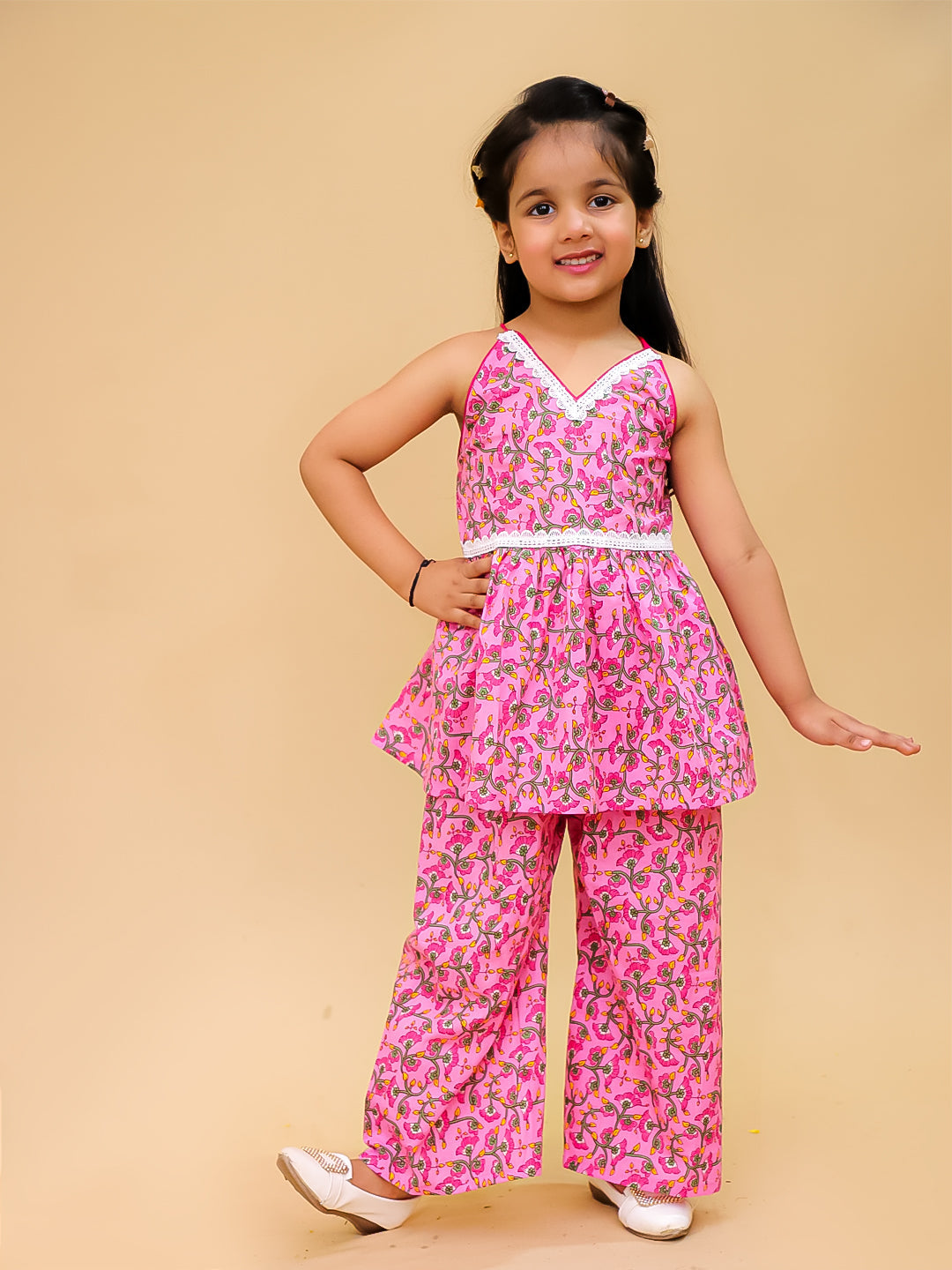 Ethnic Clothing Set for Girls - Pink | BS25CS12PIA | DesiQlo