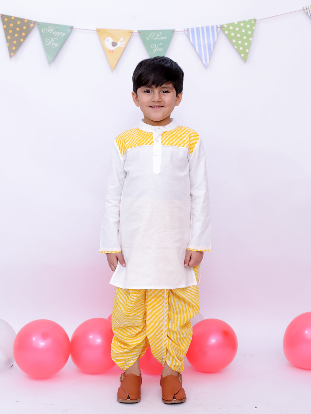 Dhoti Kurta Set for Boys - Yellow | BS25DK01YLA | DesiQlo