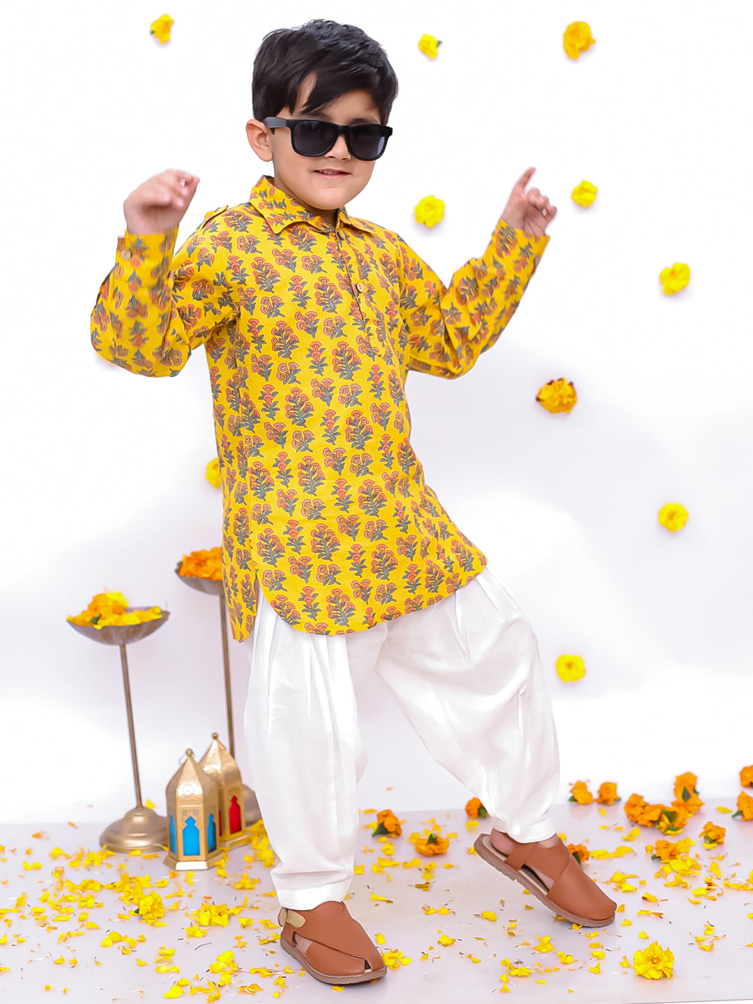Dhoti Kurta Set for Boys - Yellow | BS25DK02YLA | DesiQlo