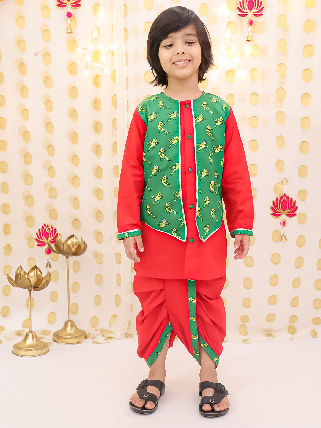 Cotton Dhoti Kurta Set for Boys - Maroon | BS25DK03RDA | DesiQlo
