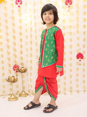 Cotton Dhoti Kurta Set for Boys - Maroon | BS25DK03RDA