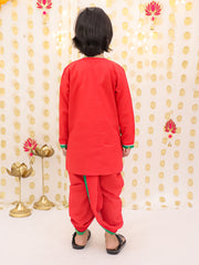 Cotton Dhoti Kurta Set for Boys - Maroon | BS25DK03RDA