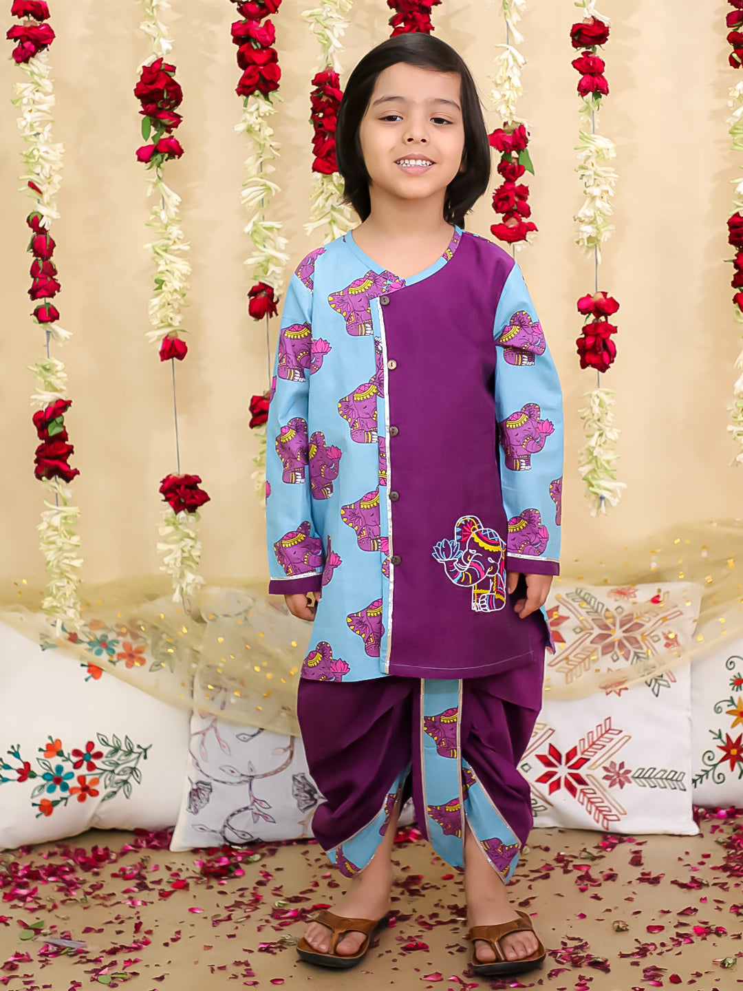 Dhoti Kurta Set for Boys - Orange | BS25DK05PIA | DesiQlo