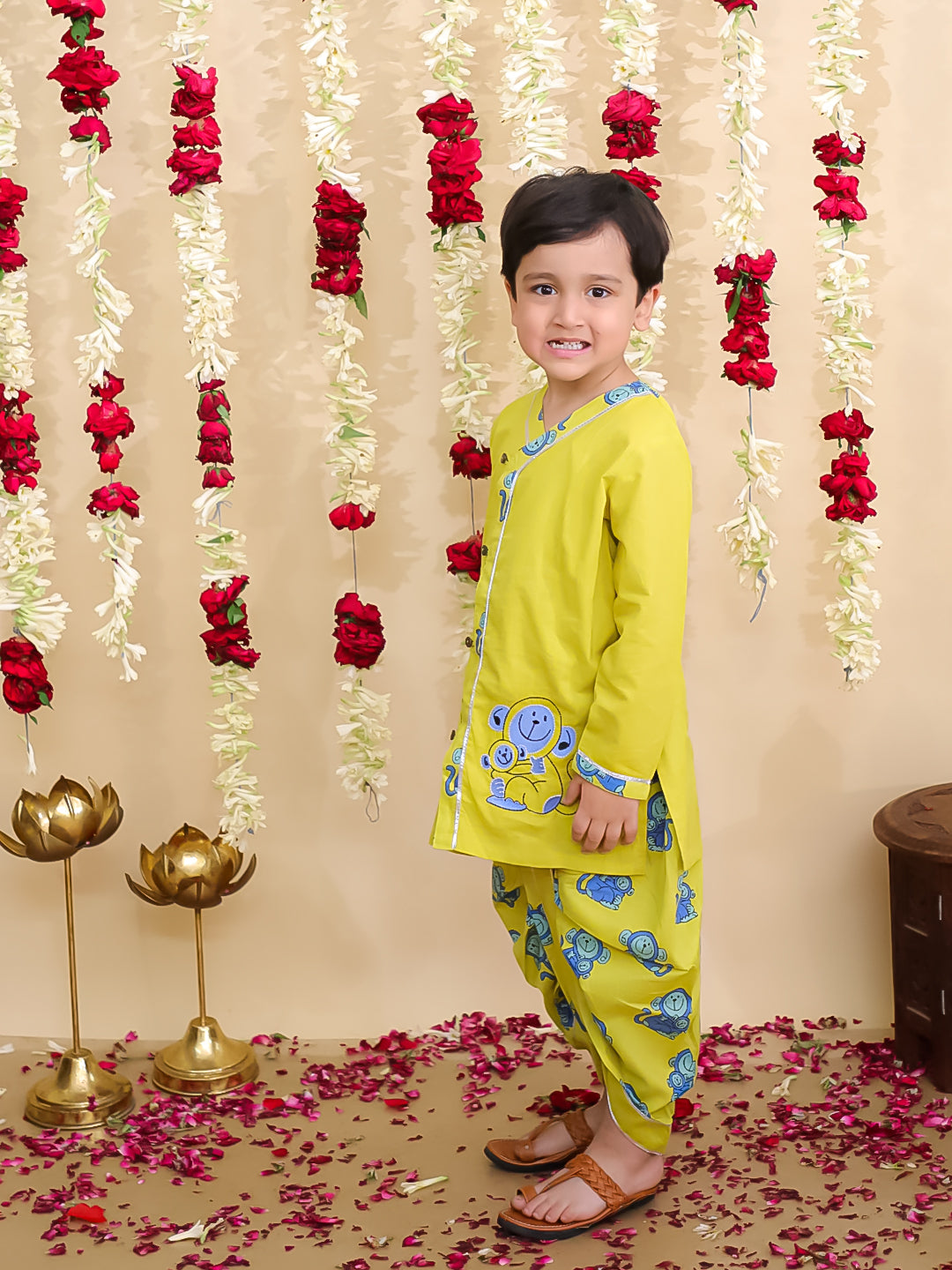 Dhoti Kurta Set for Boys - Yellow | BS25DK06YLA | DesiQlo