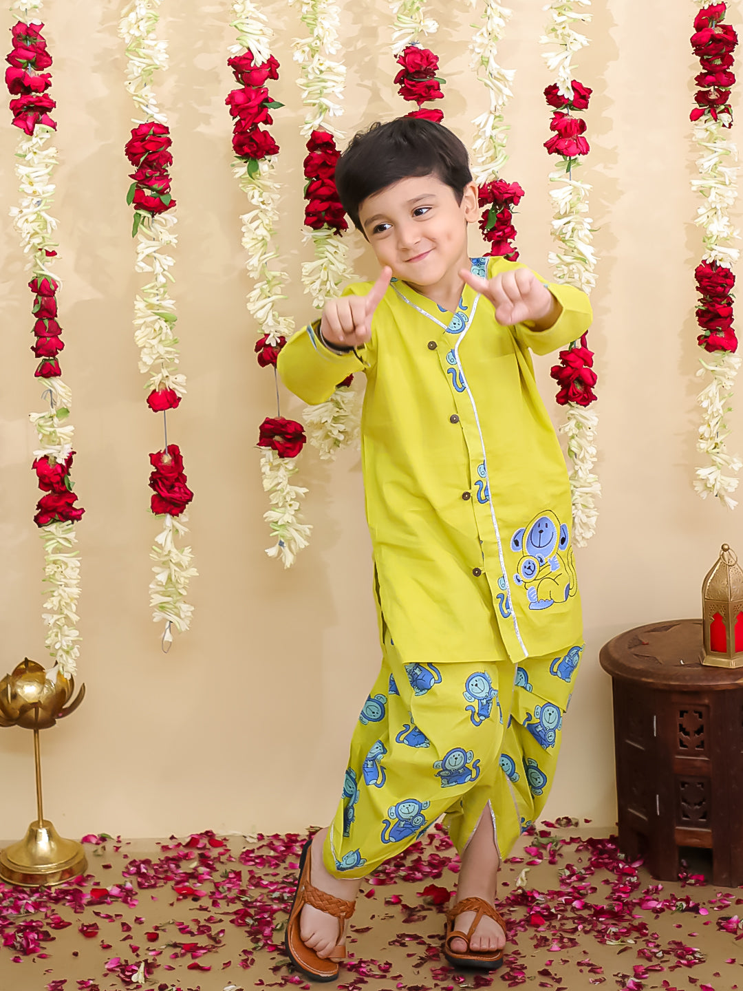 Dhoti Kurta Set for Boys - Yellow | BS25DK06YLA | DesiQlo