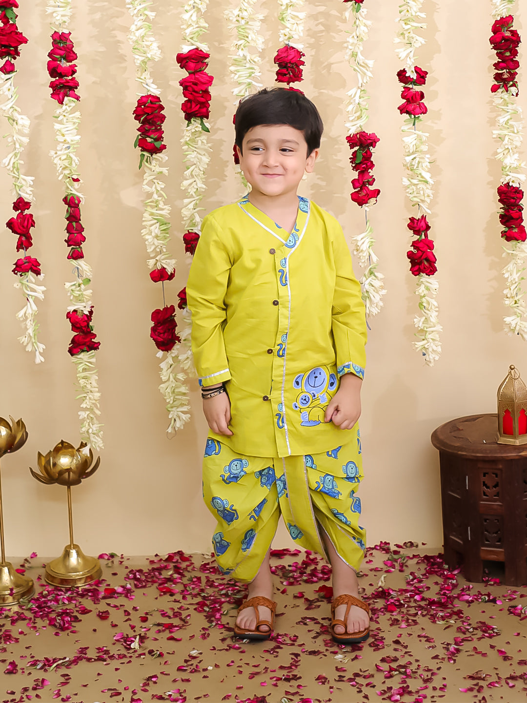 Dhoti Kurta Set for Boys - Yellow | BS25DK06YLA | DesiQlo