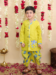 Dhoti Kurta Set for Boys - Yellow | BS25DK06YLA