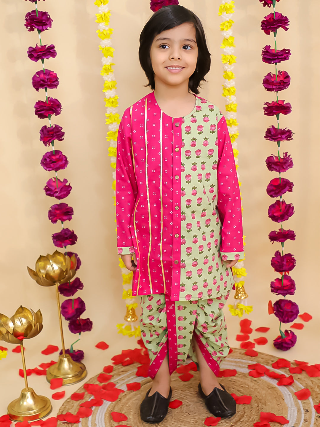 Dhoti Kurta Set for Boys - Pink | BS25DK08PIA | DesiQlo