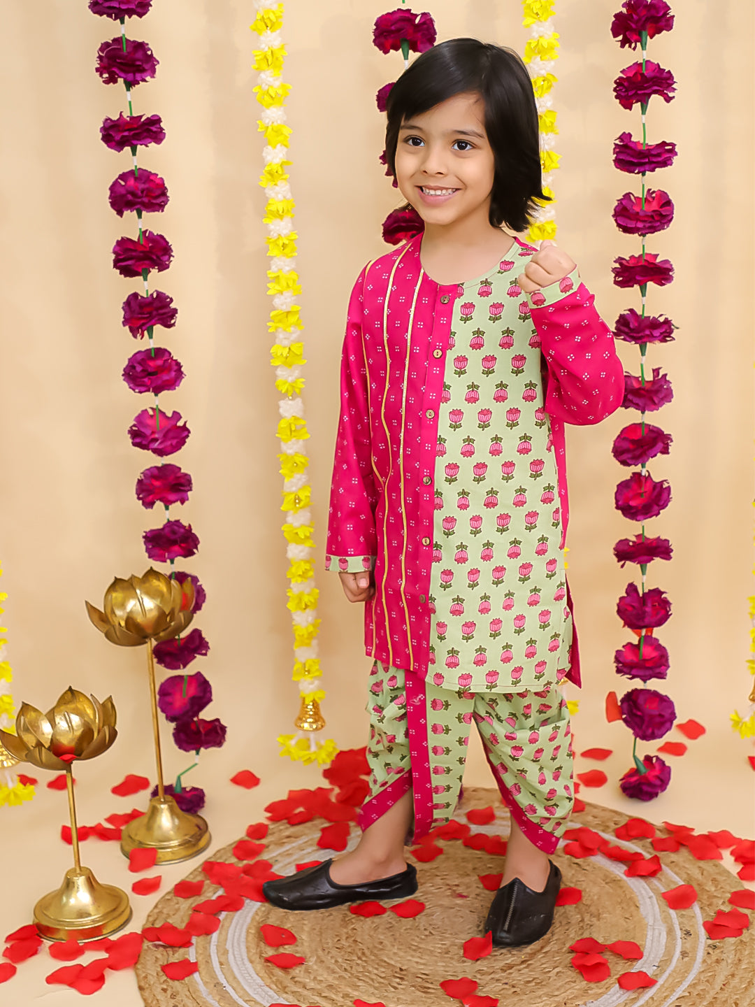 Dhoti Kurta Set for Boys - Pink | BS25DK08PIA | DesiQlo