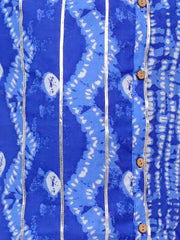 Ethnic Pure Cotton Tie & Dye Dhoti Kurta Set For Boys - Blue-BS25DK09BLA