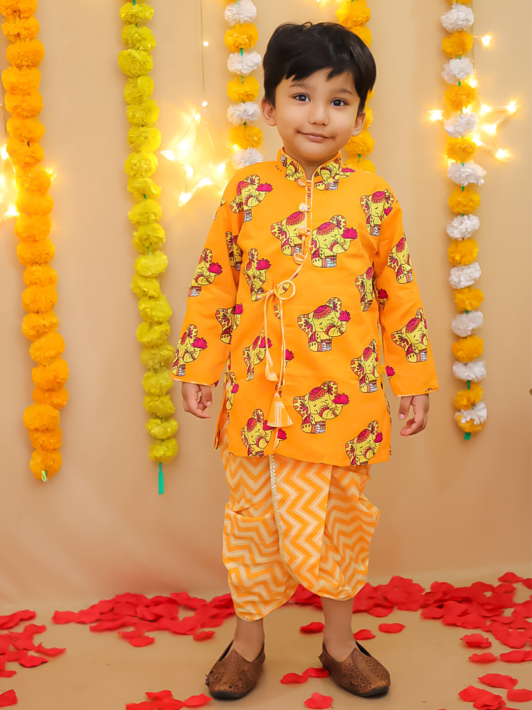 Dhoti Kurta Set for Boys - Orange | BS25DK12ORA | DesiQlo