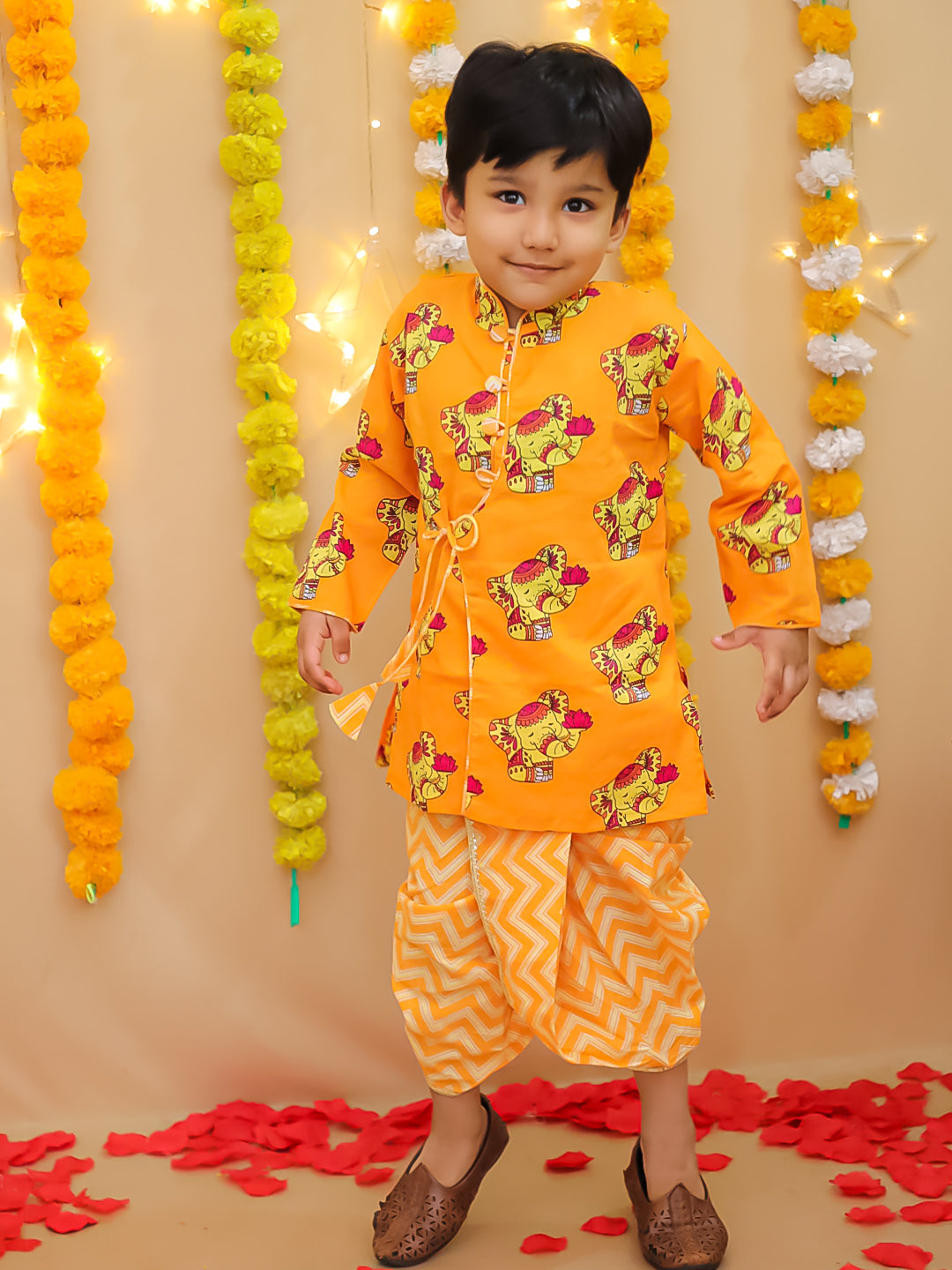 Dhoti Kurta Set for Boys - Orange | BS25DK12ORA | DesiQlo