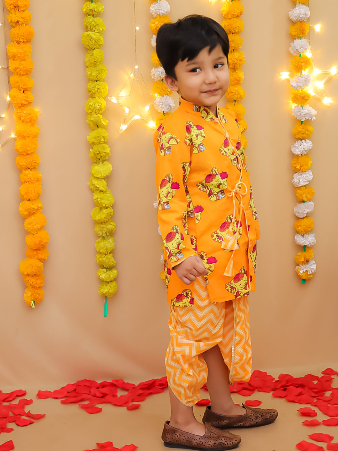 Dhoti Kurta Set for Boys - Orange | BS25DK12ORA | DesiQlo