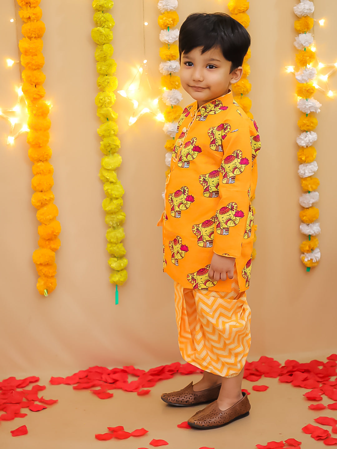 Dhoti Kurta Set for Boys - Orange | BS25DK12ORA | DesiQlo