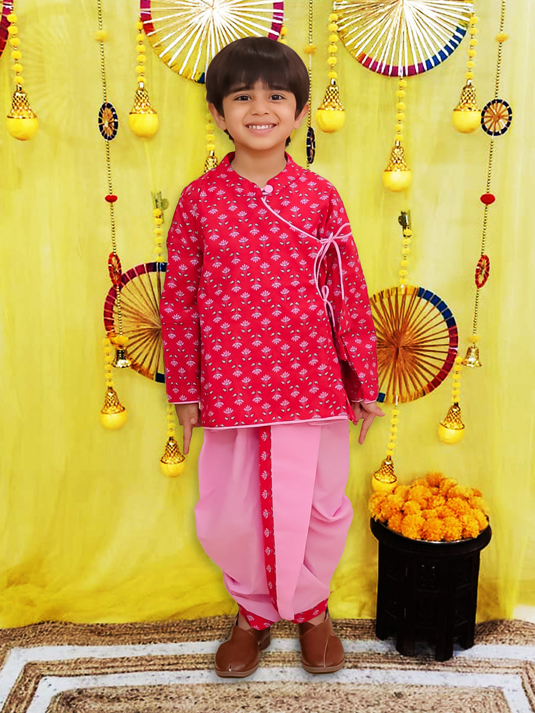 Dhoti Kurta Set for Boys - Red | BS25DK14RDA | DesiQlo