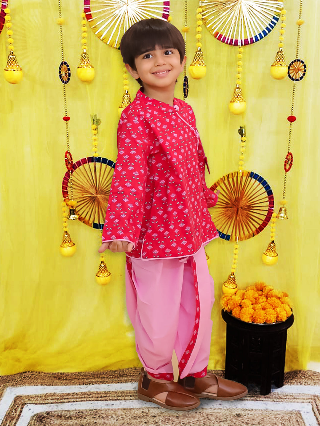 Dhoti Kurta Set for Boys - Red | BS25DK14RDA | DesiQlo