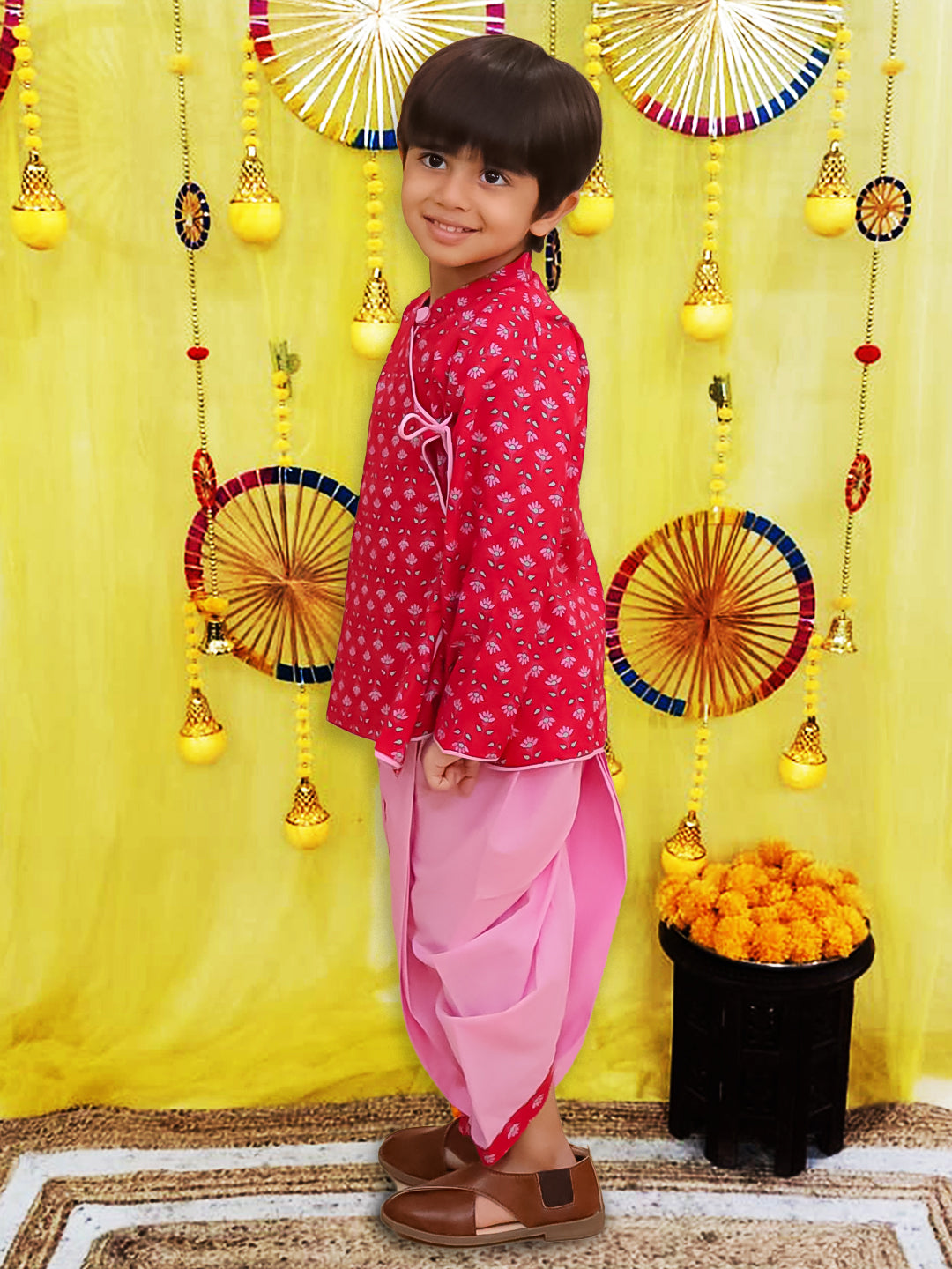 Dhoti Kurta Set for Boys - Red | BS25DK14RDA | DesiQlo