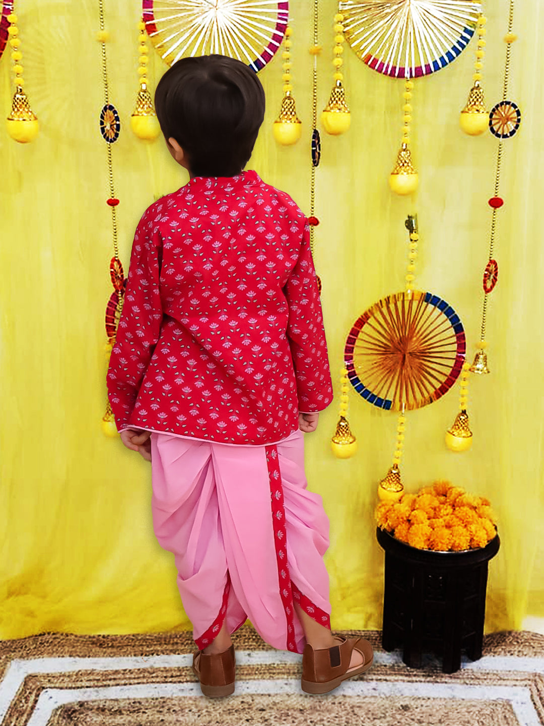 Dhoti Kurta Set for Boys - Red | BS25DK14RDA | DesiQlo