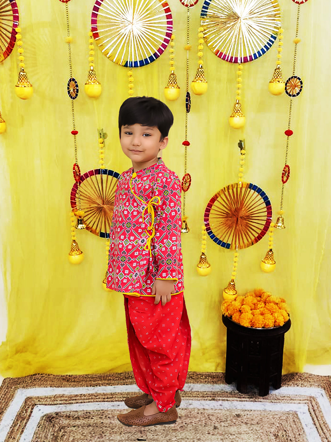 Dhoti Kurta Set for Boys - Yellow | BS25DK14YLA | DesiQlo