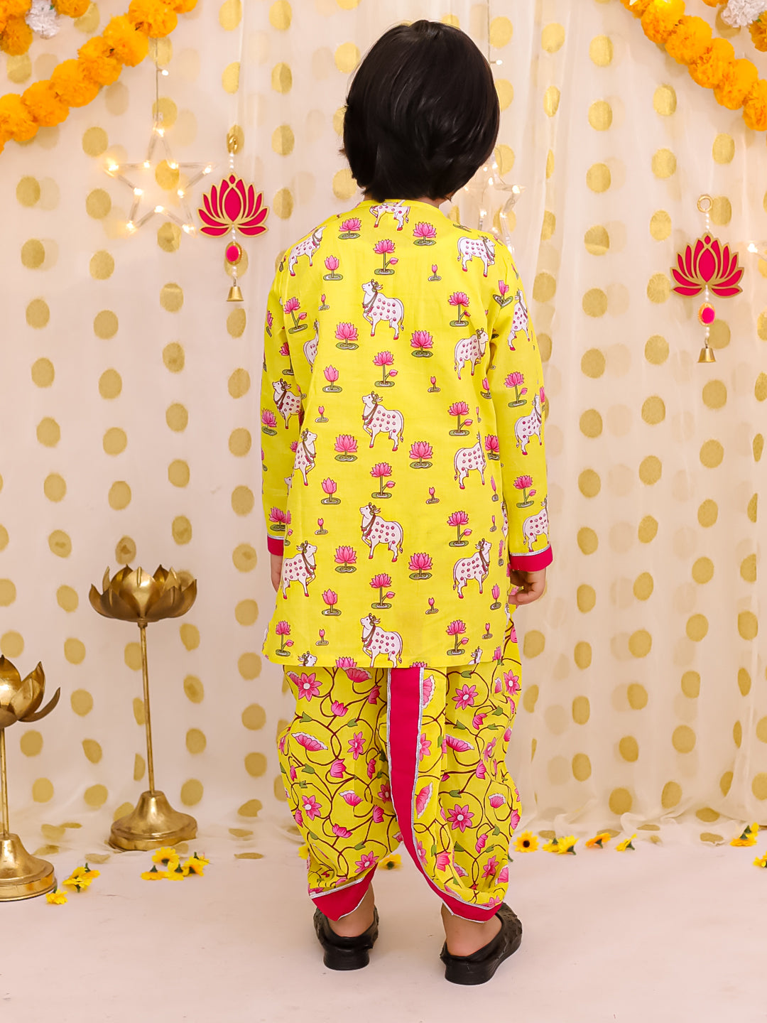 Cotton Dhoti Kurta Set for Boys - Pink | BS25DK15PIA | DesiQlo