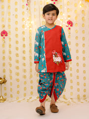 Cotton Dhoti Kurta Set for Boys - Maroon | BS25DK15RDA