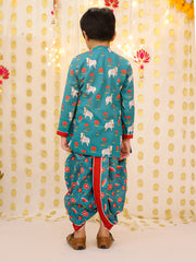 Cotton Dhoti Kurta Set for Boys - Maroon | BS25DK15RDA