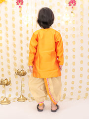 Tafetta Dhoti Kurta Set for Boys - Orange | BS25DK17ORA