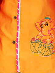 Tafetta Dhoti Kurta Set for Boys - Orange | BS25DK17ORA