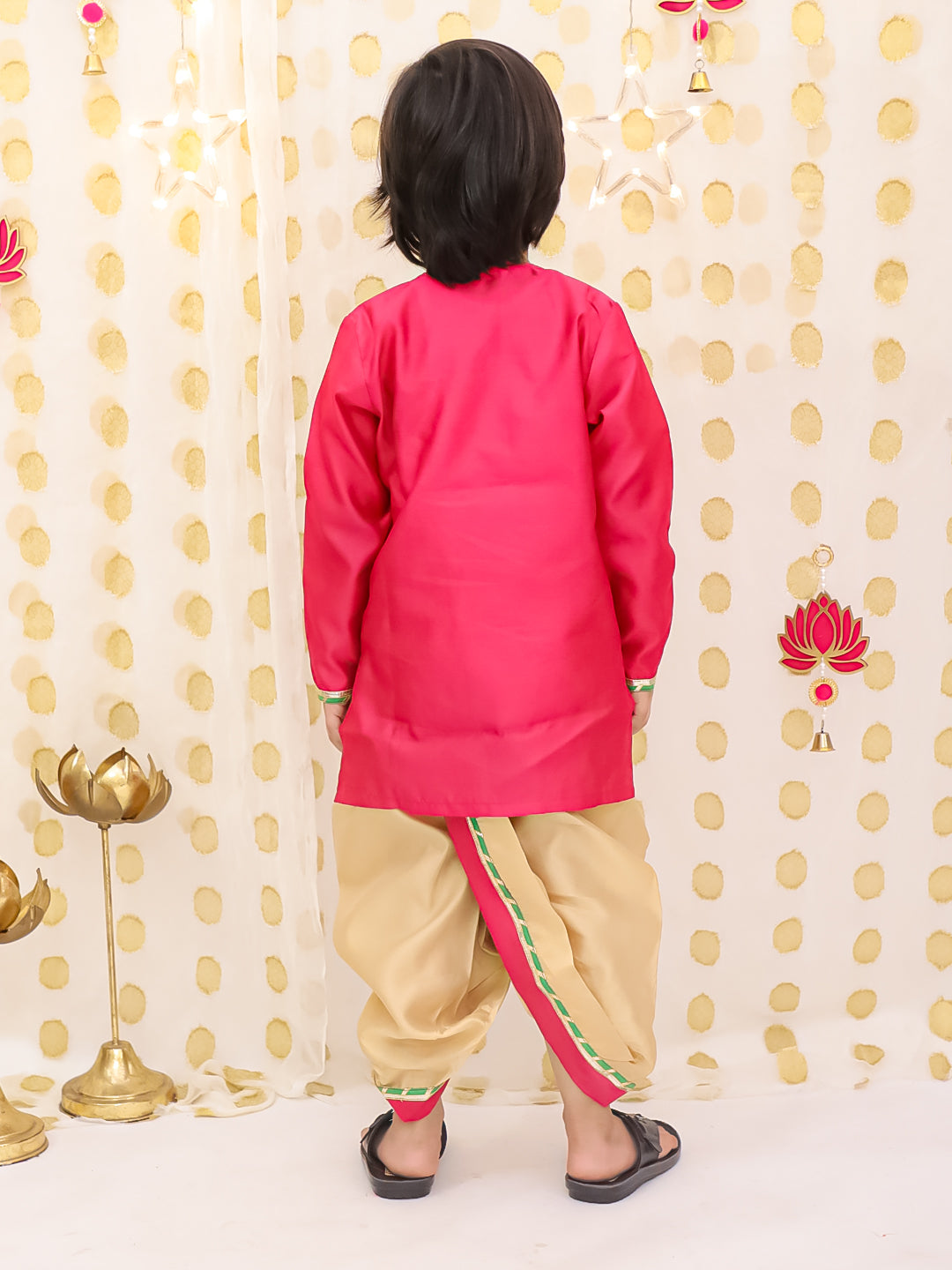 Tafetta Dhoti Kurta Set for Boys - Peach | BS25DK17PIA | DesiQlo