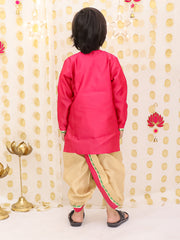 Tafetta Dhoti Kurta Set for Boys - Peach | BS25DK17PIA