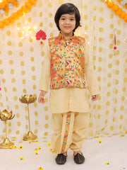 Poly Silk Dhoti Kurta Set for Boys - Gold | BS25DK18GDA