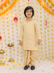 Poly Silk Dhoti Kurta Set for Boys - Gold | BS25DK18GDA
