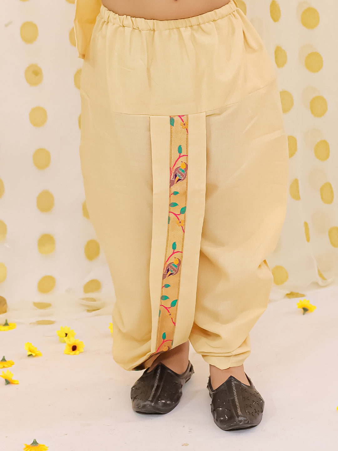 Poly Silk Dhoti Kurta Set for Boys - Gold | BS25DK18GDA | DesiQlo