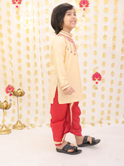 Linen Dhoti Kurta Set for Boys - Beige | BS25DK19BGA