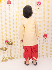 Linen Dhoti Kurta Set for Boys - Beige | BS25DK19BGA