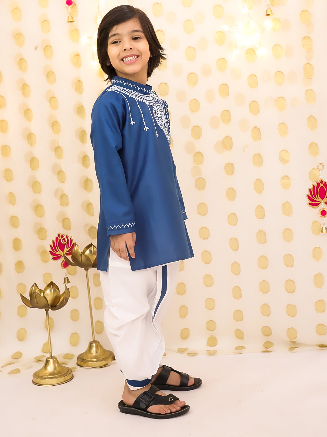 Linen Dhoti Kurta Set for Boys - Sky Blue | BS25DK19NBA | DesiQlo