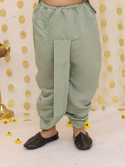 Silk Dhoti Kurta Set for Boys - Green | BS25DK20GRA
