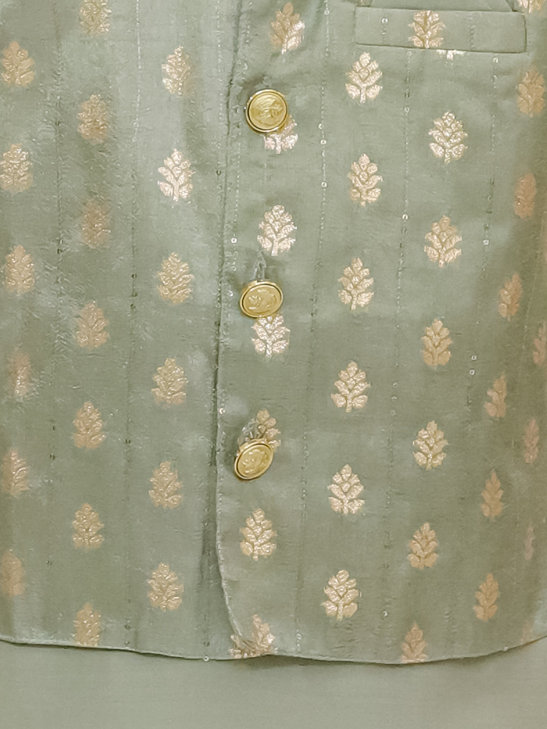 Silk Dhoti Kurta Set for Boys - Green | BS25DK20GRA | DesiQlo