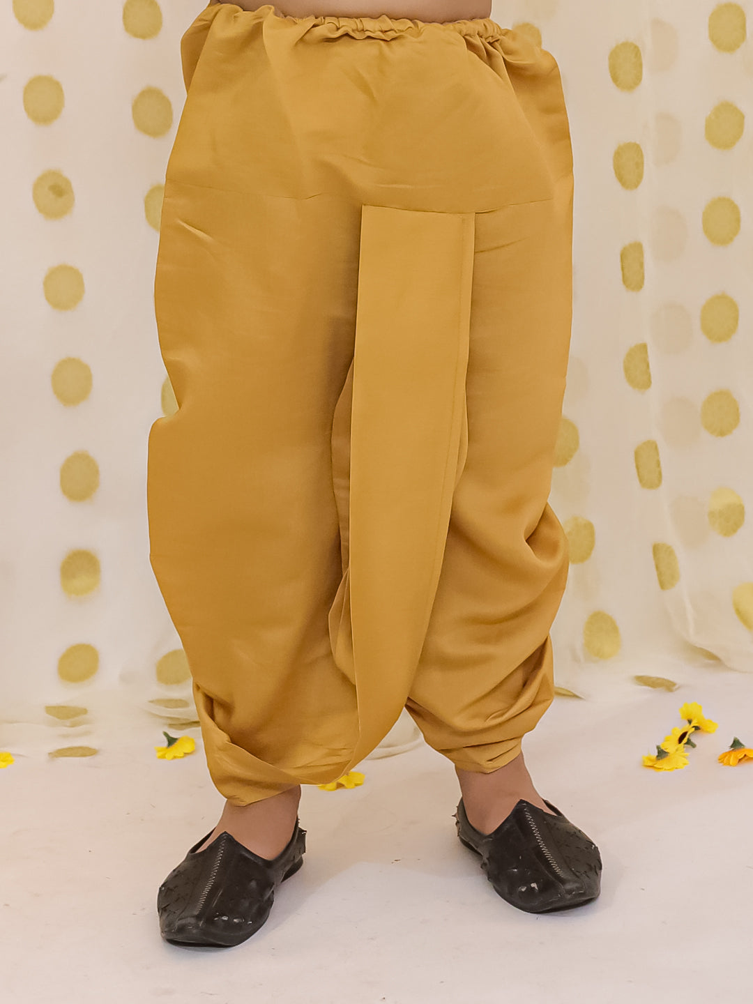 Silk Dhoti Kurta Set for Boys - Mustard | BS25DK20MSA | DesiQlo