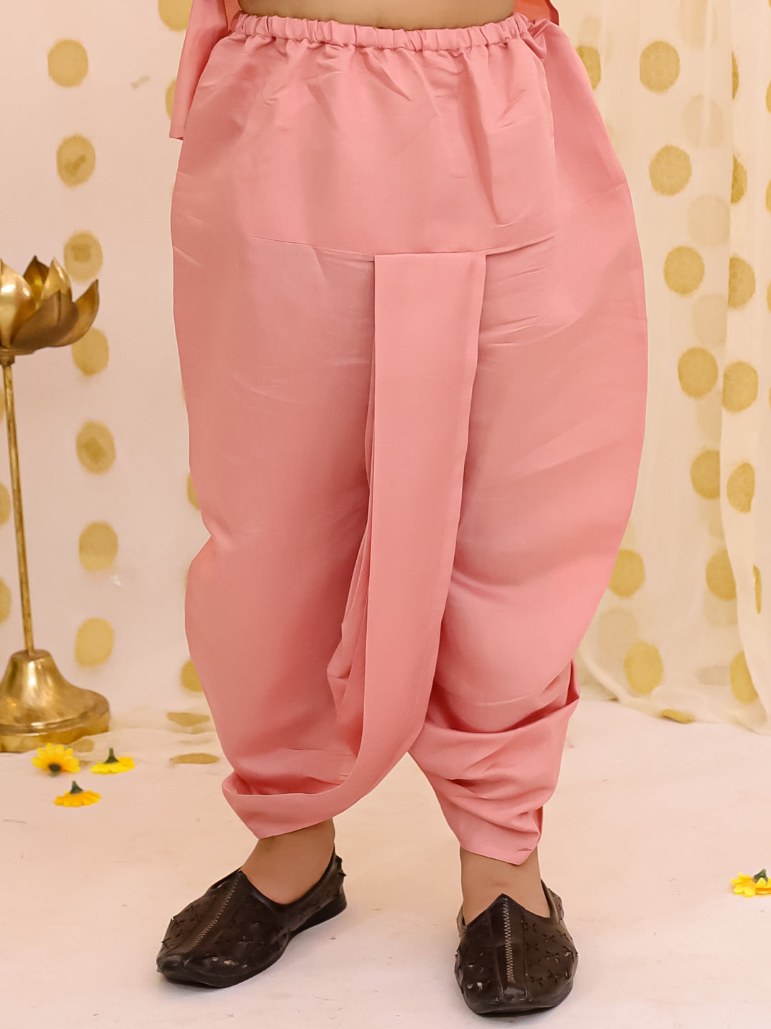 Silk Dhoti Kurta Set for Boys - Peach | BS25DK20PEA | DesiQlo