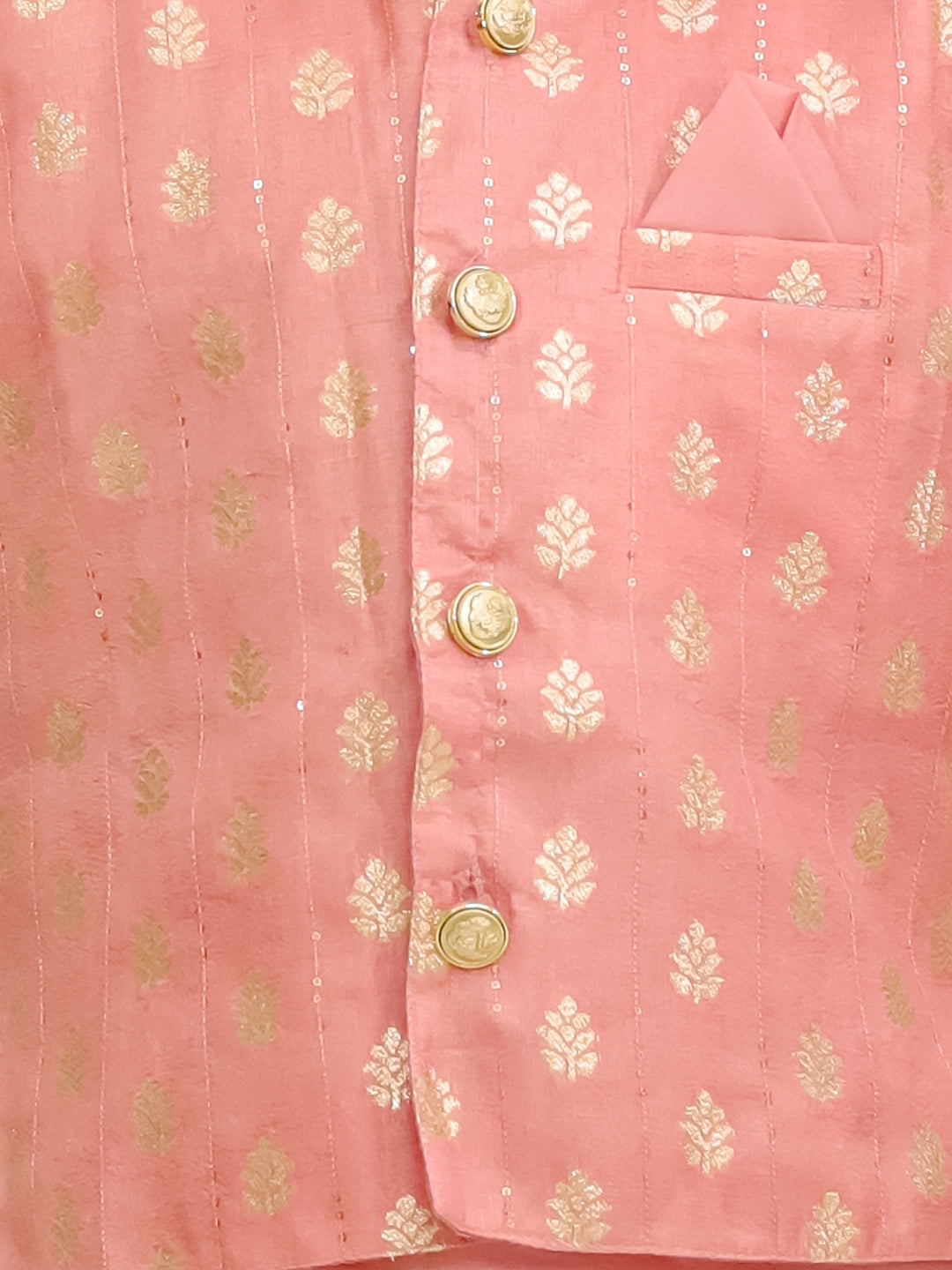 Silk Dhoti Kurta Set for Boys - Peach | BS25DK20PEA | DesiQlo