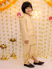 Linen Dhoti Kurta Set for Boys - Gold | BS25DK21GLA