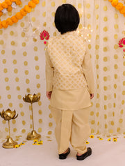Linen Dhoti Kurta Set for Boys - Gold | BS25DK21GLA