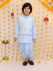 Linen Dhoti Kurta Set for Boys - Light Blue | BS25DK21LBA